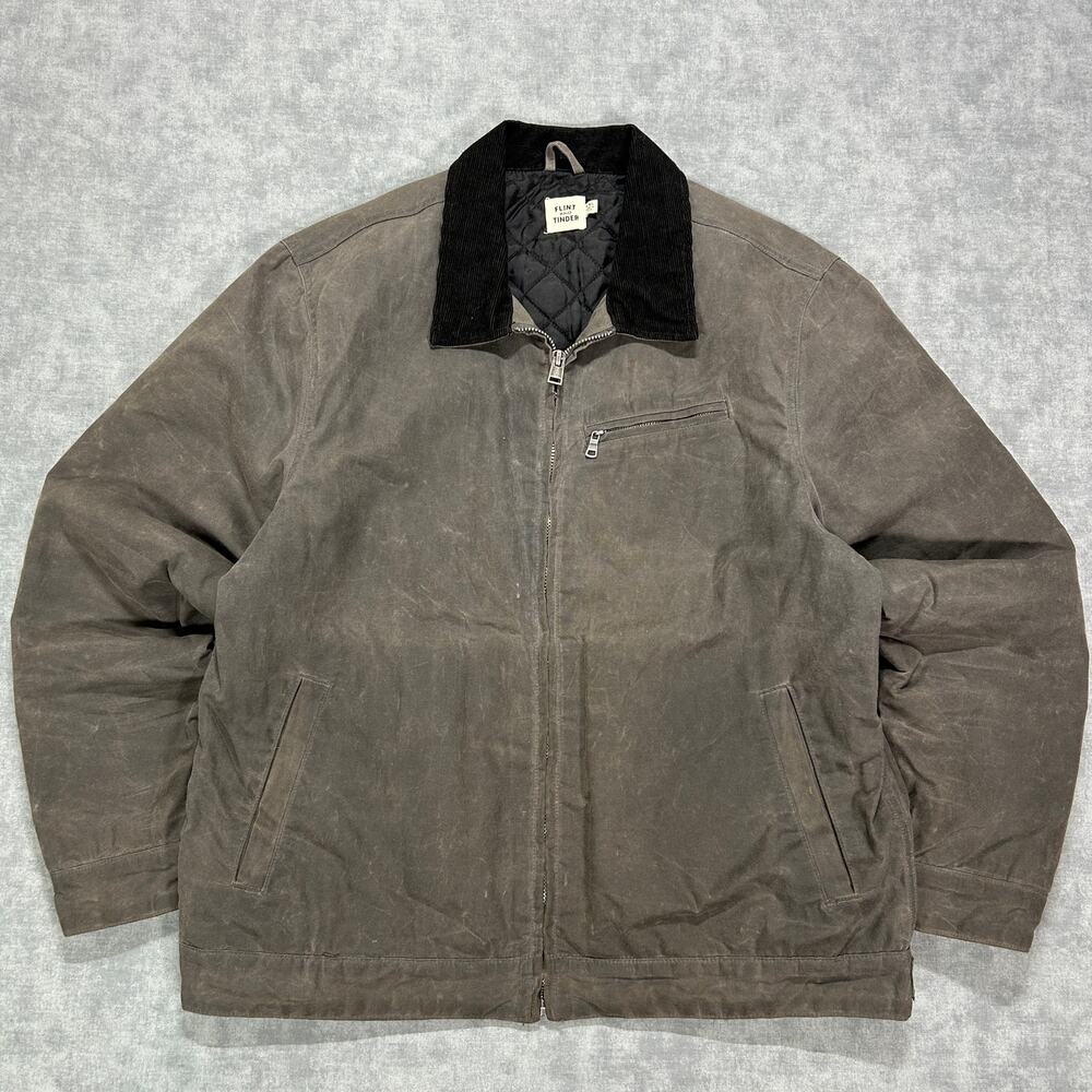 Flint and Tinder American Made Waxed Mill Jacket Quilted Lined Gray Workwear XXL